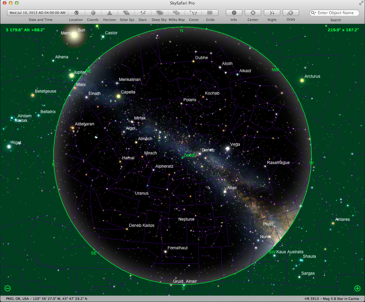 SkySafari Pro 1.7 for MacBook Sky Chart